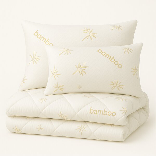 Set Complet Bamboo - Pilota 200x210 cm + 2 Perne 50x70 cm