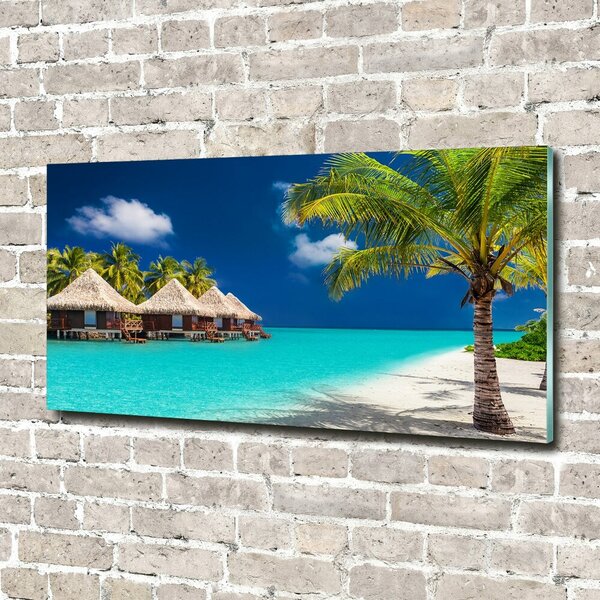 Fotografie imprimată pe sticlă bungalow-uri Maldive