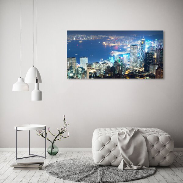 Fotografie imprimată pe sticlă Hong Kong pe timp de noapte