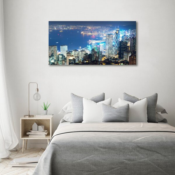 Fotografie imprimată pe sticlă Hong Kong pe timp de noapte