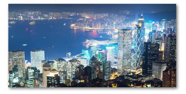 Fotografie imprimată pe sticlă Hong Kong pe timp de noapte