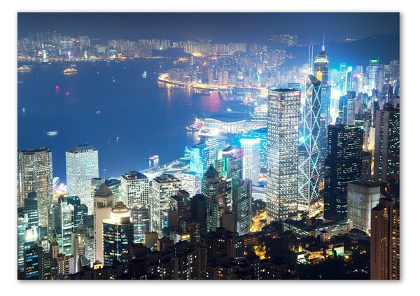 Fotografie imprimată pe sticlă Hong Kong pe timp de noapte