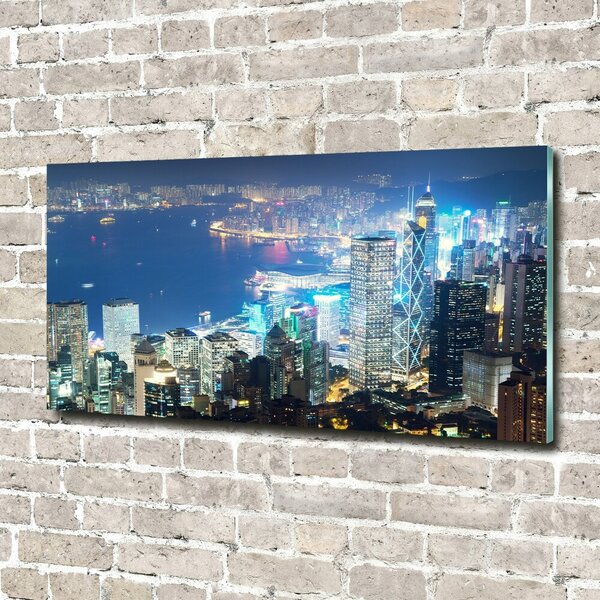 Fotografie imprimată pe sticlă Hong Kong pe timp de noapte