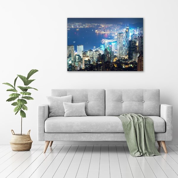 Fotografie imprimată pe sticlă Hong Kong pe timp de noapte