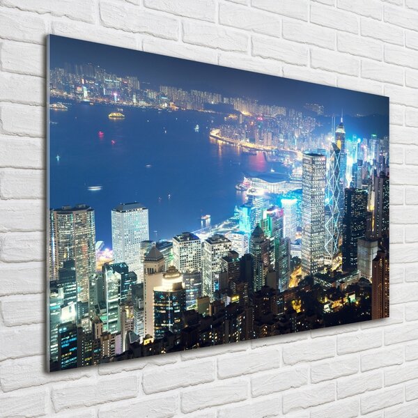 Fotografie imprimată pe sticlă Hong Kong pe timp de noapte