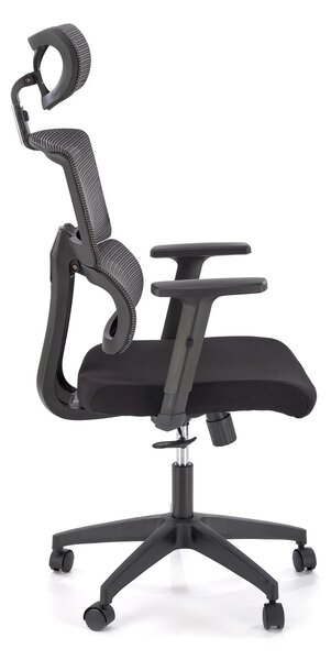 Scaun birou PABLO, negru/gri, stofa/plasa, 64x67x118/127 cm