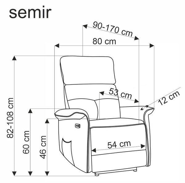 Fotoliu rabatabil SEMIR, stofa catifelata albastru - Bluvel 86, 80x90/