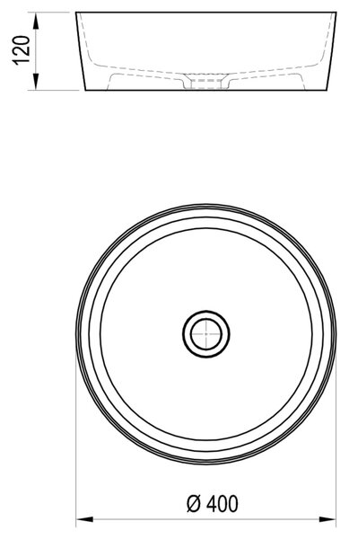 Ravak Uni lavoar 40x40 cm rotund de blat alb luciu XJX01140002
