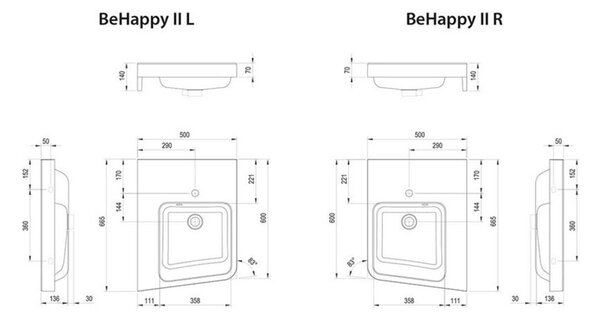 Ravak BeHappy II lavoar 66.5x50 cm clasică alb luciu XJAP1100001