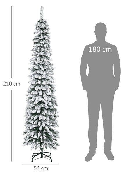 HOMCOM Brad de Crăciun Înzăpezit cu Trei Secțiuni, 490 de Crengi din Metal și Plastic, 54x54x210 cm, Verde | Aosom Romania