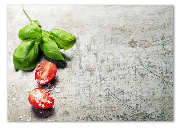Tablou sticlă Tomate și busuioc