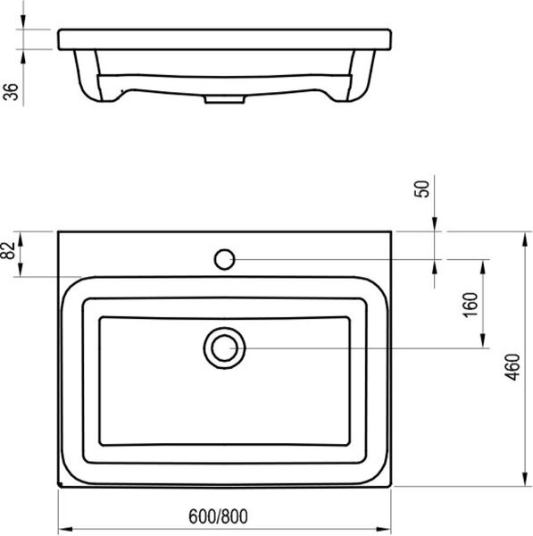Ravak Comfort lavoar 60x46 cm dreptunghiular mobilier alb luciu XJX01260001