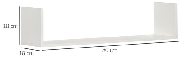 HOMCOM Set di 3 Rafturi de Perete pentru Obiecte, Rafturi de Perete din Lemn, 80x18x18 cm, Alb | Aosom Romania