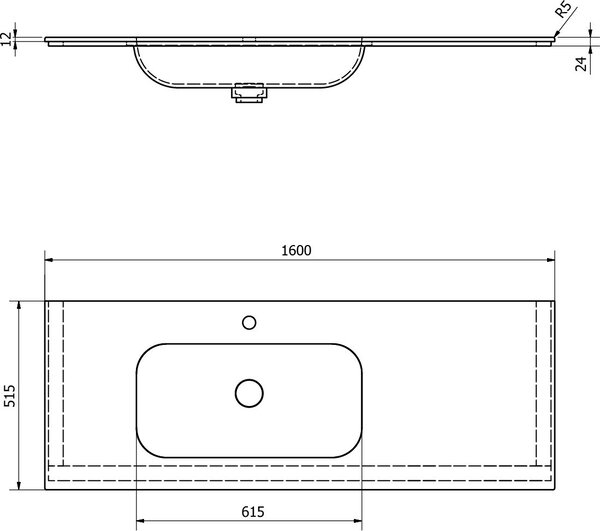 Sapho Aruba lavoar 160x51.5 cm dreptunghiular mobilier alb mat AR160-B1L