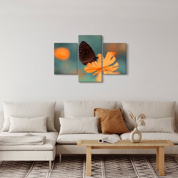 Tablou - fluture pe o floare portocalie (90x60 cm)