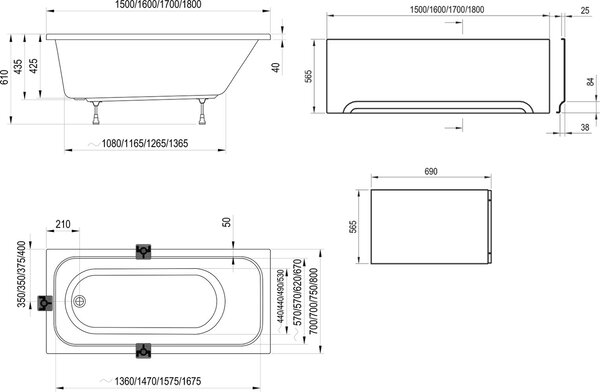 Ravak Chrome cada dreptunghiulară 150x70 cm alb C721000000
