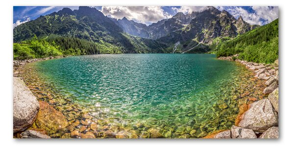Tablou pe pe sticlă Lacul în munți