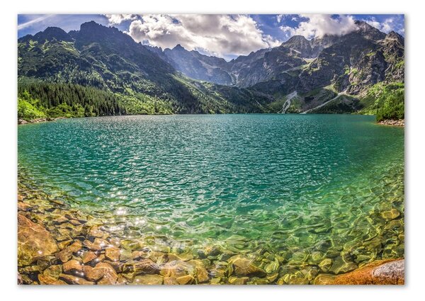 Tablou pe pe sticlă Lacul în munți