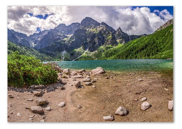 Fotografie imprimată pe sticlă Lacul în munți