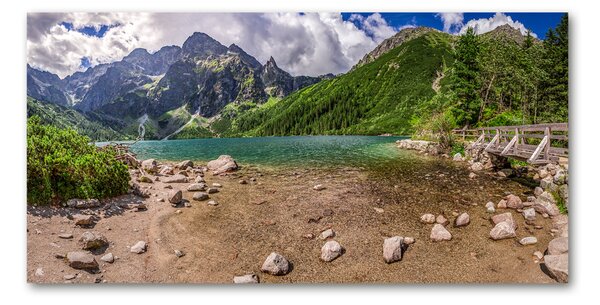 Fotografie imprimată pe sticlă Lacul în munți