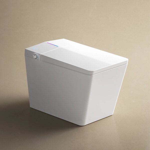 Smart WC 601 - Vas toaletă inteligentă cu Bideu Integrat, Rezervor Independent de Apă, Afișaj LED, Telecomandă, Spălare Automată, Deschidere/Închidere automată, Șezut Încălzit și Uscare aer cald, Ceramică, Alb