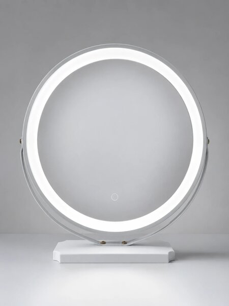 Oglindă Cosmetică LED Premium cu Control Touch și Rotire 360°, Alb