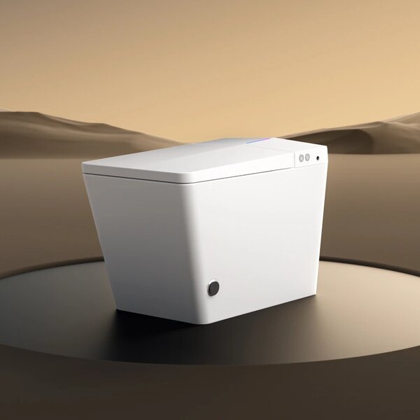 Smart WC 601 - Vas toaletă inteligentă cu Bideu Integrat, Rezervor Independent de Apă, Afișaj LED, Telecomandă, Spălare Automată, Deschidere/Închidere automată, Șezut Încălzit și Uscare aer cald, Ceramică, Alb