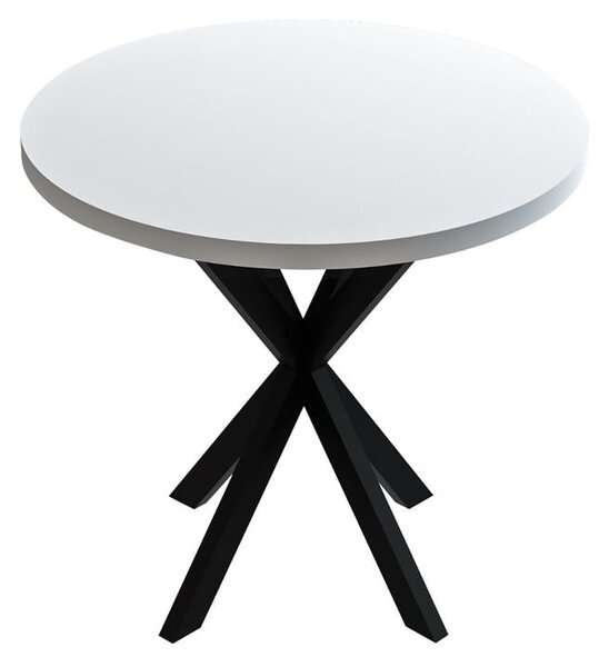 Masa Kalipso din melamina alba cu picior metalic negru 70x70x75 cm