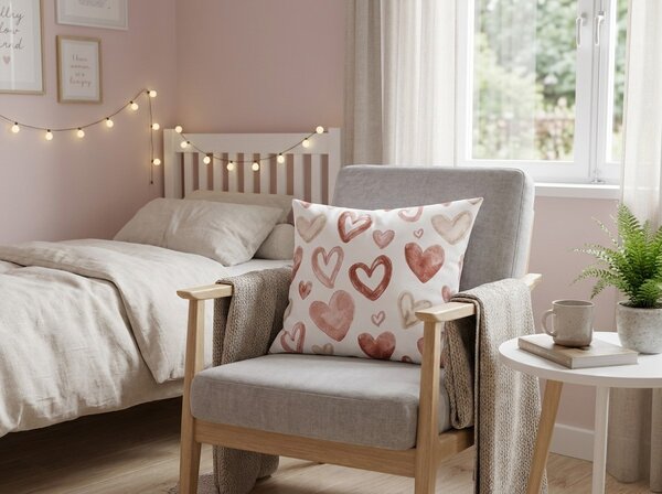 Fata de perna flanelata AMORIA HEARTS 45x45 cm, modelata
