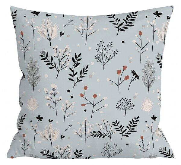 Față de pernă din flanel FROST BOTANIC 45x45 cm, gri deschis