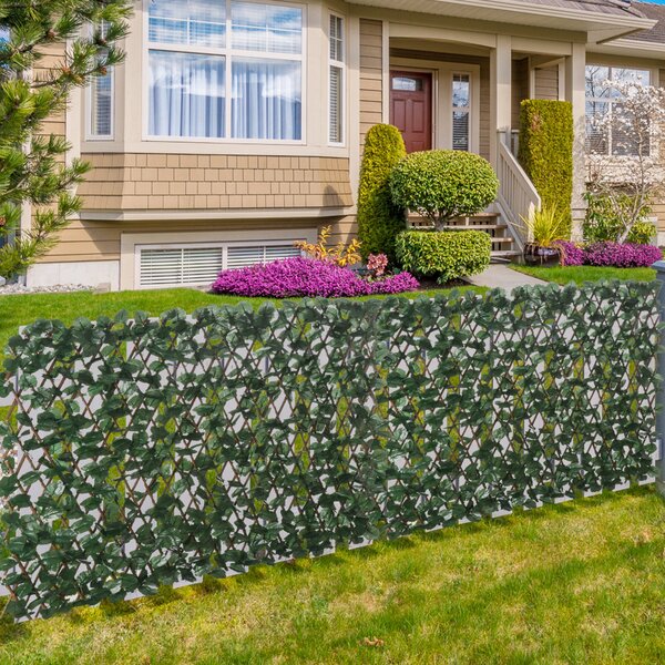 Outsunny Gard Artificial Extensibil cu 2 Secțiuni din Poliester și Ratan, 200x100 cm, Verde | Aosom Romania