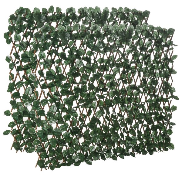 Outsunny Gard Artificial Extensibil cu 2 Secțiuni din Poliester și Ratan, 200x100 cm, Verde | Aosom Romania