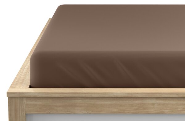 Cearsaf Jersey EXCLUSIVE cu elastic maro inchis 200 x 220 cm