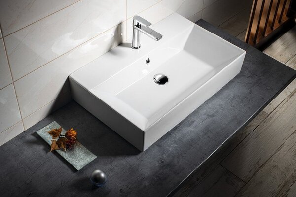 Isvea Sistema lavoar 70x42 cm dreptunghiular clasică-de blat alb luciu 10SF50070
