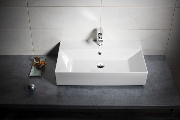Isvea Sistema lavoar 70x42 cm dreptunghiular clasică-de blat alb luciu 10SF50070