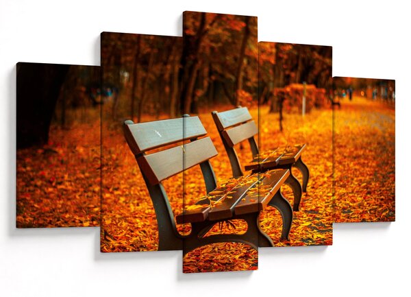 Tablou cu banca toamna (150x105 cm)