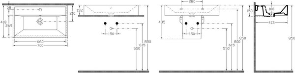 Isvea Sistema lavoar 70x42 cm dreptunghiular clasică-de blat alb luciu 10SF50070