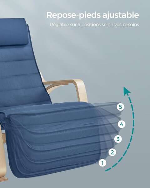 Scaun balansoar, Songmics, Albastru, 121.5x67x84 cm