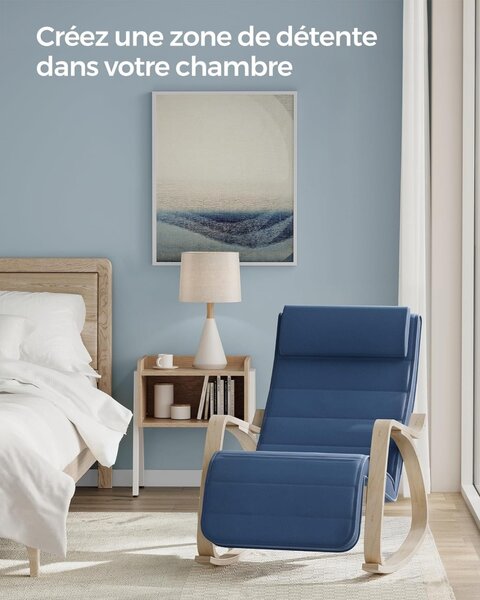 Scaun balansoar, Songmics, Albastru, 121.5x67x84 cm