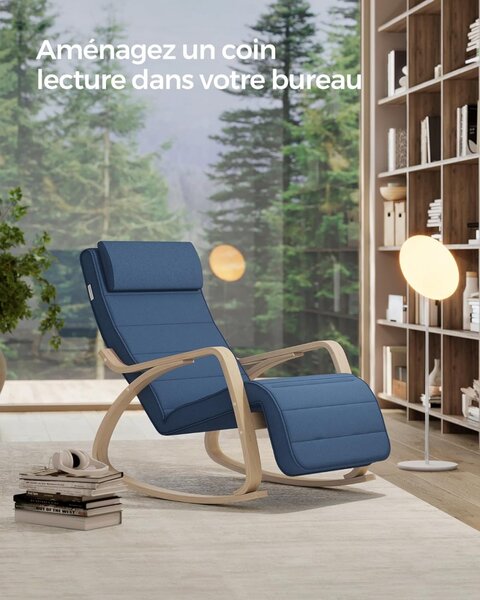Scaun balansoar, Songmics, Albastru, 121.5x67x84 cm