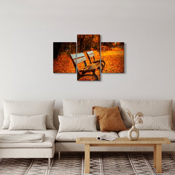 Tablou cu banca toamna (90x60 cm)