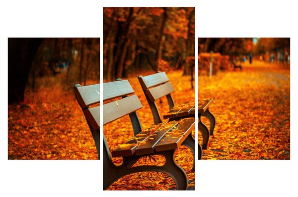 Tablou cu banca toamna (90x60 cm)