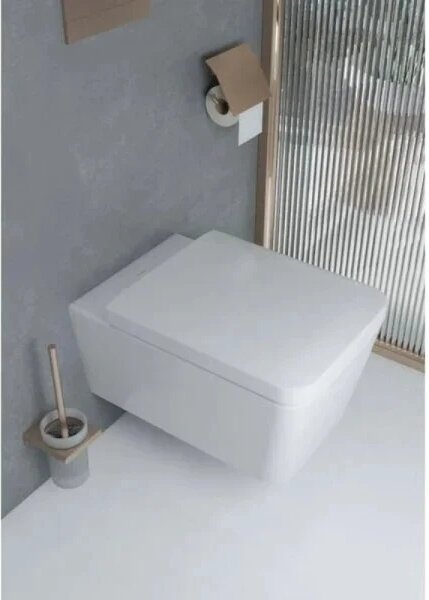 Set complet vas WC suspendat Hansgrohe EluPura Q, cu spălare AquaFall Flush, cu rezervor si clapeta