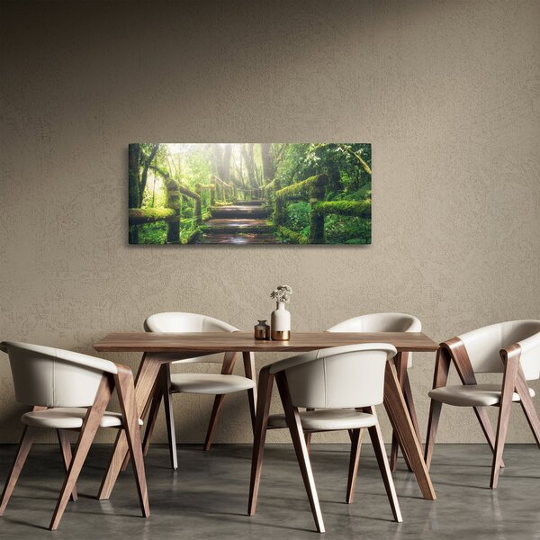 Tablou - trepte din lemn în pădure (120x50 cm)