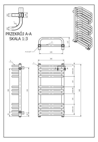 Luxrad Salto Max calorifer de baie decorativ 60x30 cm alb SAM060003009003
