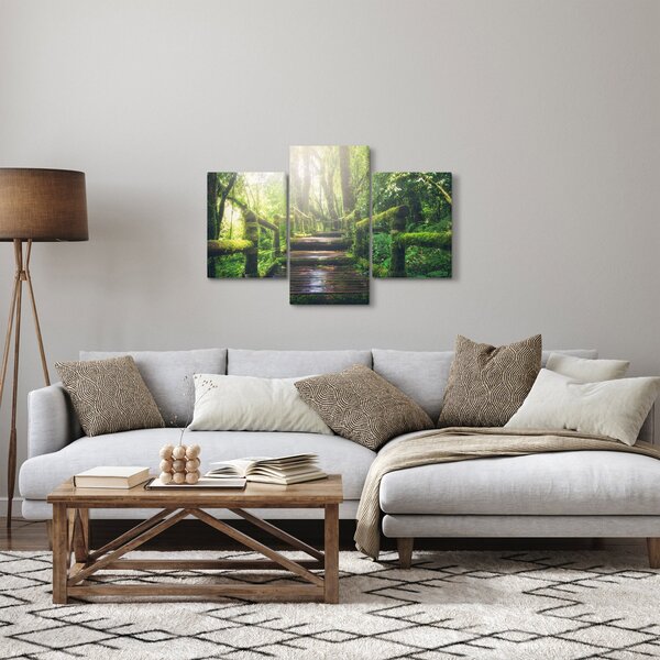 Tablou - trepte din lemn în pădure (90x60 cm)