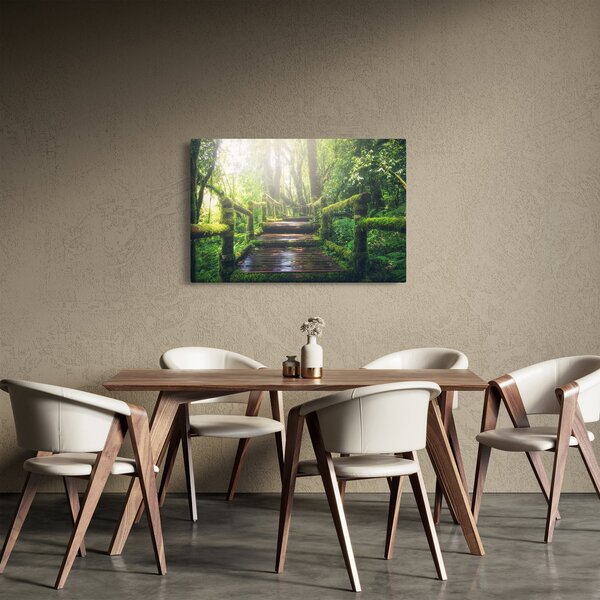 Tablou - trepte din lemn în pădure (90x60 cm)