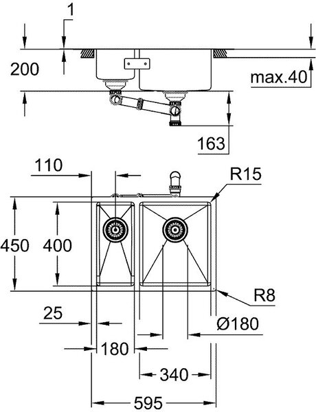 Grohe K700U chiuveta din otel 59x45 cm oţel 31576SD1