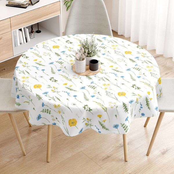 Goldea față de masă 100% bumbac - pajiște românească - rotundă Ø 140 cm