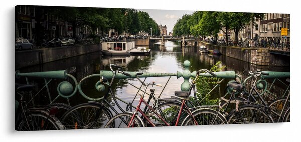 Tablou cu bicicleta în oraș (120x50 cm)